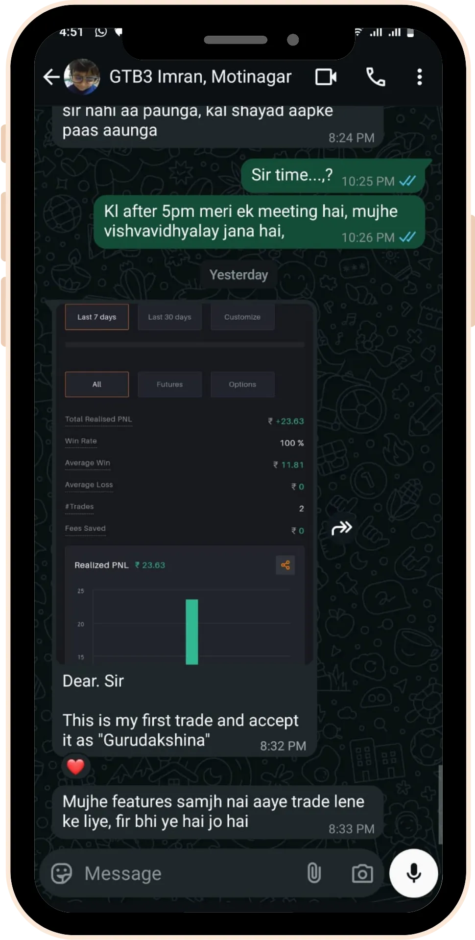 Successful trading learner testimonial from stock market training program