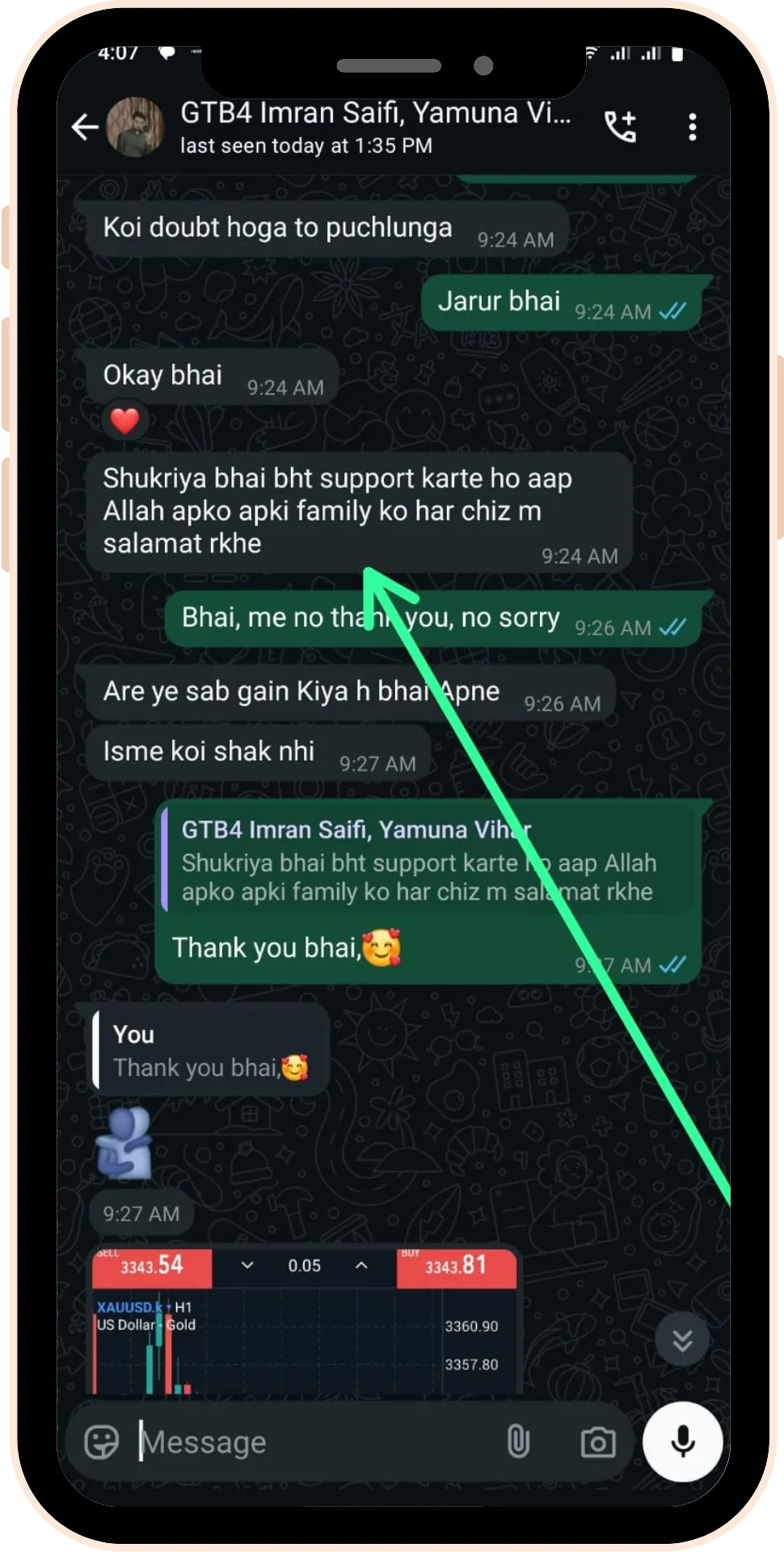 Student review image for intraday trading and options learning course